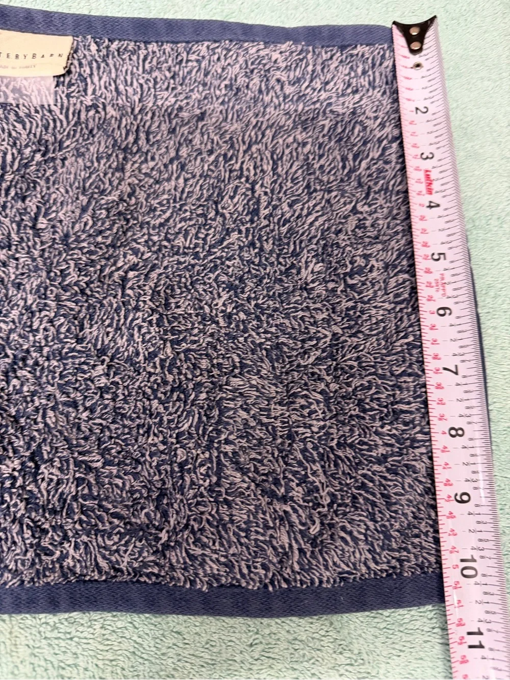 Pottery Barn (2) 11”x11” (1) 19.5”W x28”L Navy Blue Plush Terry Hand Towel
